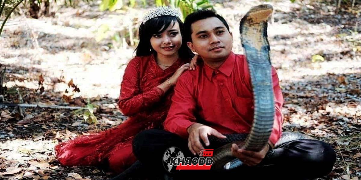 เพจ facebook AMANA ภาพพรีเวดดิ้งของคู่หนุ่มสาวและงู