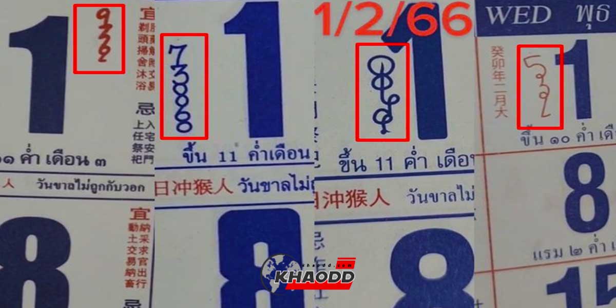 ปฏิทินจีนงวดประจําวันที่ 1 กุมภาพันธ์ 2566