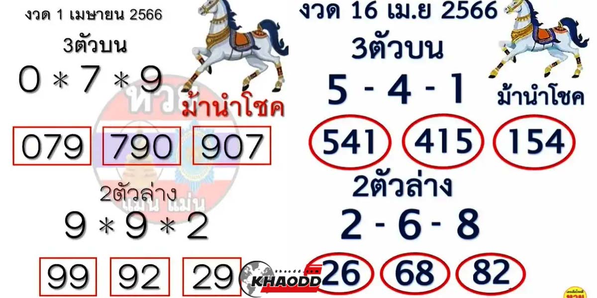 ผลพวงจากงวดที่แล้ว 2 ตัว 3 ตัวเต็มๆ ไม่ต้องกลับ ลุ้นต่อ ม้านำโชค 16 เม.ย. 66