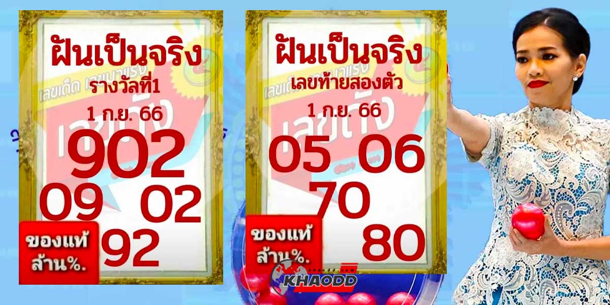 หวยฝันเป็นจริงงวดวันที่ 1 กันยายน 2566