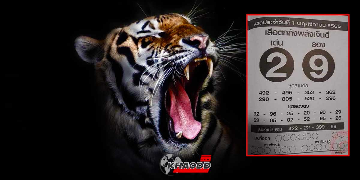 หวยเสือตกถังพลังเงินดีงวด 1 พฤศจิกายน 2566